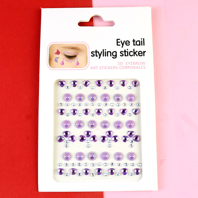 Transfronterizo AB diamantes coloridos joyas de maquillaje de ojos maquillaje facial pegatinas de diamante para niños espectáculo de escenario pegatinas faciales pegatinas de cristal perlas