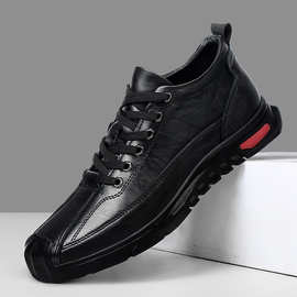 真皮男鞋2025新款潮鞋子休闲皮鞋男秋款黑色板鞋男英leathershoes