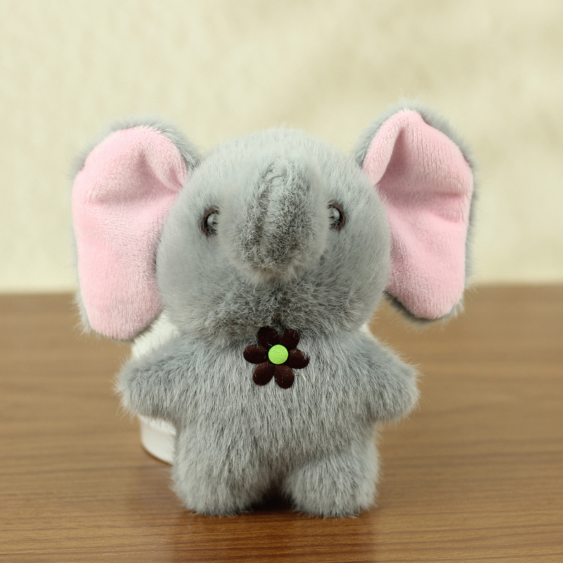 Ventas calientes de chatarra en línea elefante pequeño llavero muñeca colgante juguete de peluche muñeca elefante boda arrojar regalo