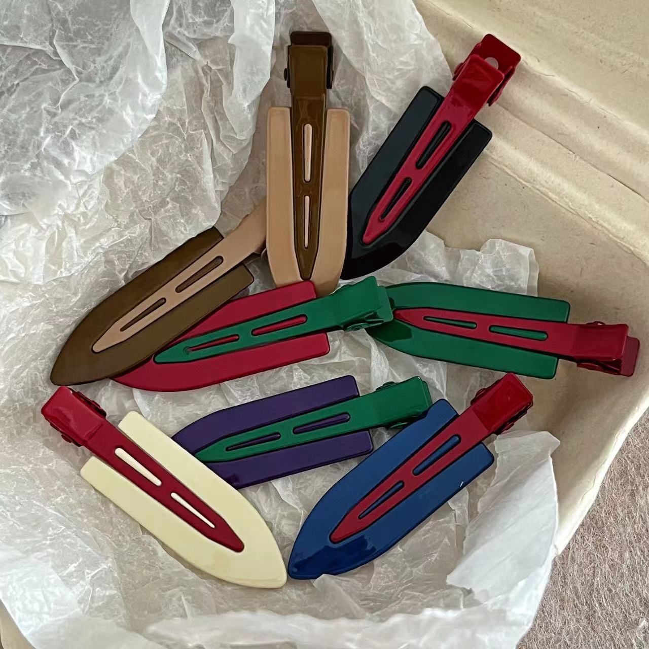 Metal Seamless Clip Headwear Simple Contrast Color Distinctive Creative Girl's Side Bangs Broken Hair Duckbill Clip Hairpin Hairpin