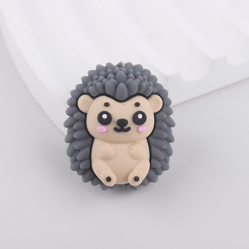 Nuevo erizo cuentas de silicona cuentas lindas de silicona de dibujos animados bolígrafo de cuentas de bricolaje mordedor para niños cadena anti-caída cuentas