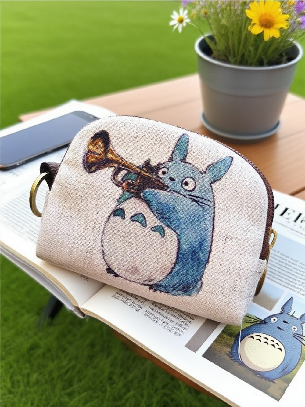 Nuevo algodón y lino impreso dibujos animados cambio clave caso moneda bolsa pequeña cartera clave bolsa de almacenamiento