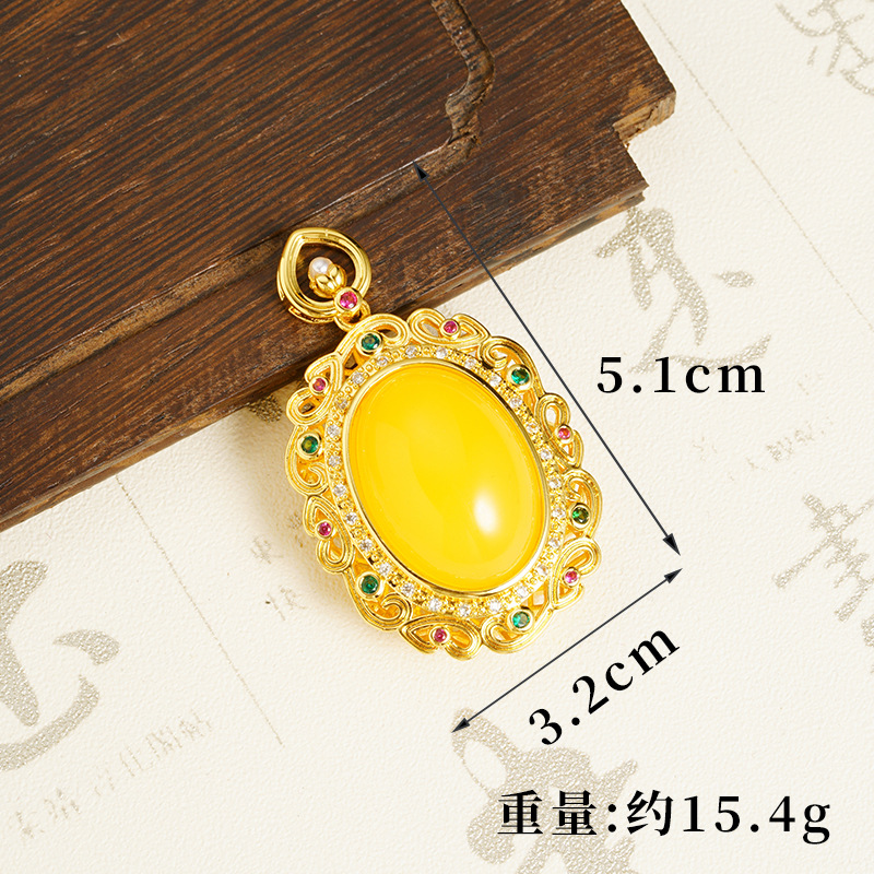 Vietnam Sha Jin retro estilo chino versátil imitación jade colgante flor tallada joyas de estilo de corte fuente transfronteriza al por mayor