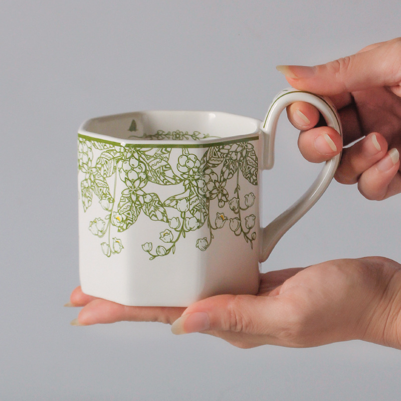 Taza de café de cerámica de alto valor de estilo pastoral para regalo de boda de cumpleaños para amigos, tetera de la tarde