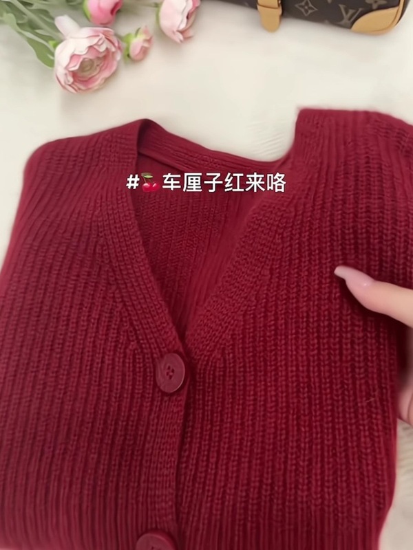 欧货重磅漂亮安哥拉红色毛衣外套女冬季感超好看针织开衫上衣|undefined