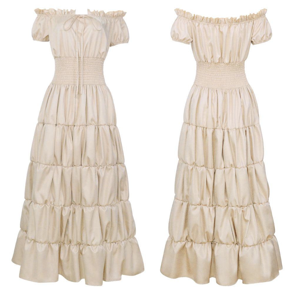 Women's Renaissance Medieval Irish Costume Overfitting Skirt Blouse Waist Retro Dress Stage Dress