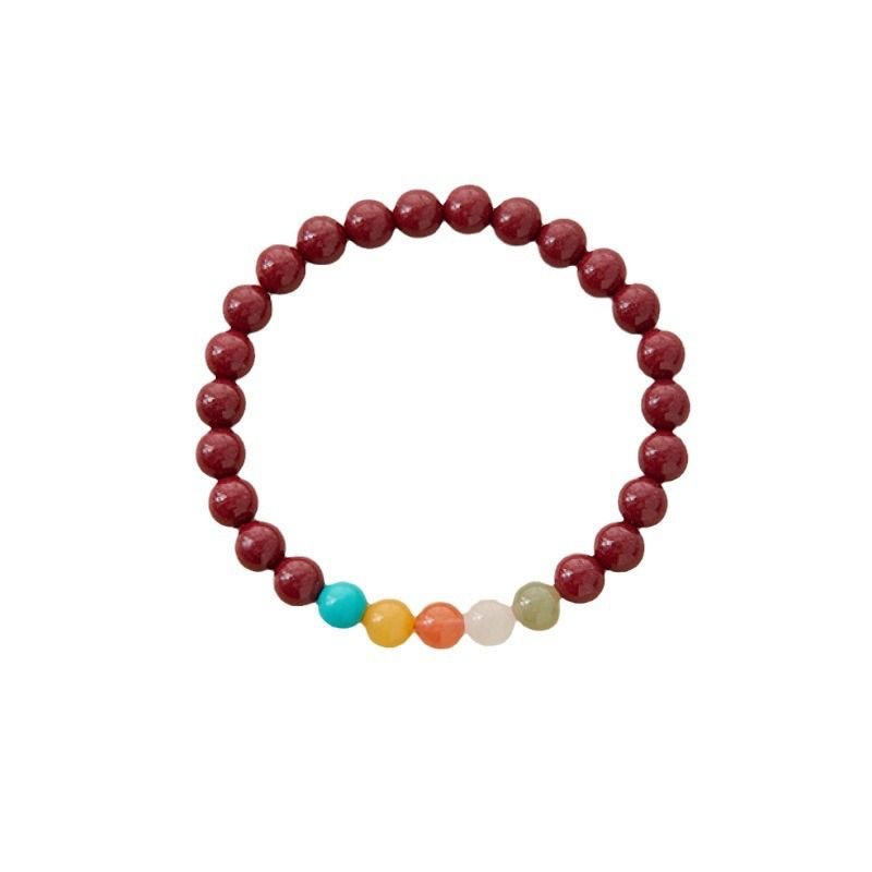 Nueva pulsera china esmalte para mujeres muchas gemas pulsera de estilo nacional rojo multifundo color