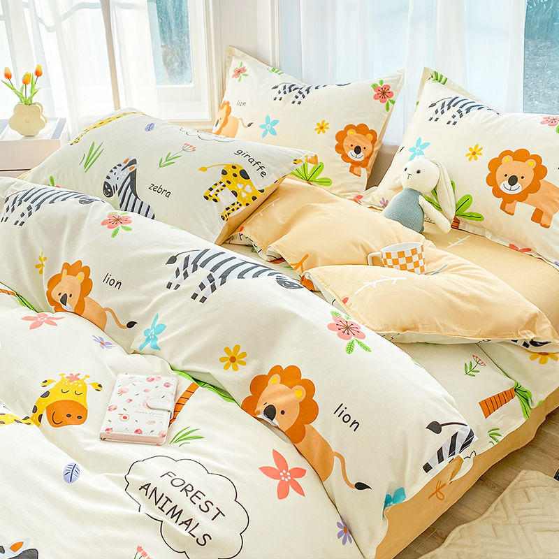 Cute de dibujos animados para niños funda de edredón de algodón de una sola pieza 90x120x150x200x230 funda de edredón de algodón dormitorio individual