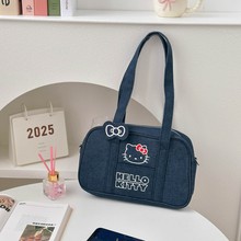三丽鸥正版授权凯蒂猫牛仔单肩托特包可爱女生刺绣工厂批发包包