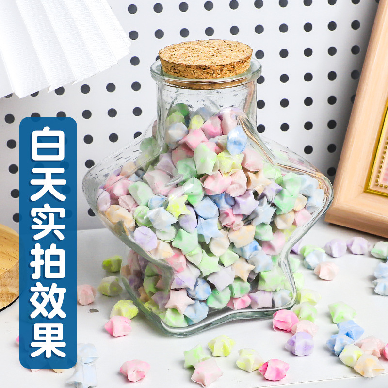 Estrellas de luz nocturna origami color gradiente dibujos animados belleza estrella de la suerte pentapunto papel plegable estrella pequeña papel de color hecho a mano