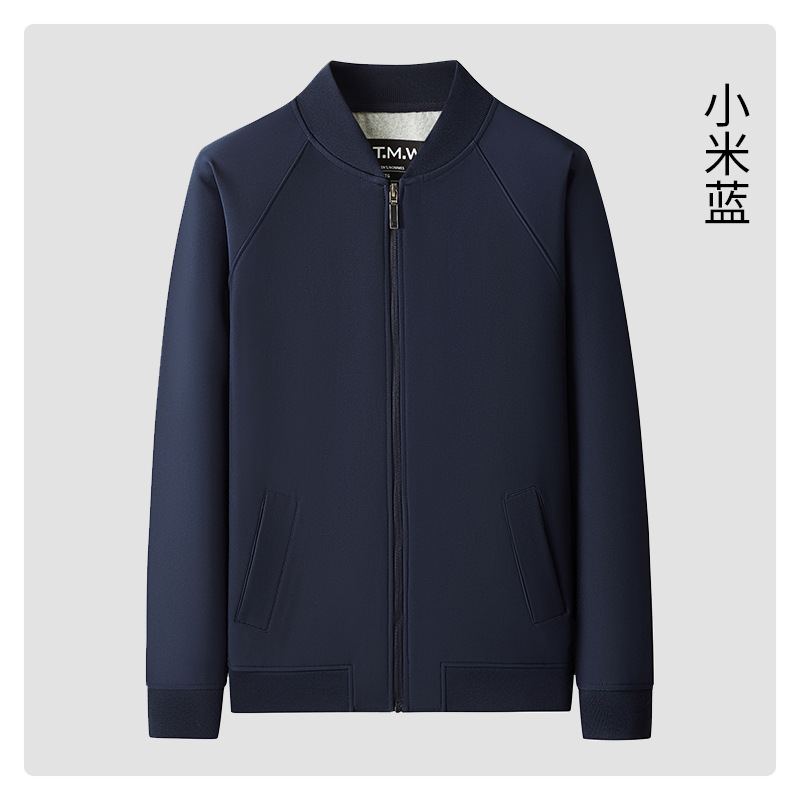 美式飞行员夹克棒球服纯色立领商务男工作服风衣工装外套刺绣时尚|undefined