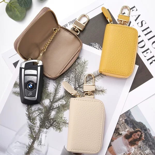 2024 fashion car key case universal car key case zipper leather car key bag foreign trade Wholesale
