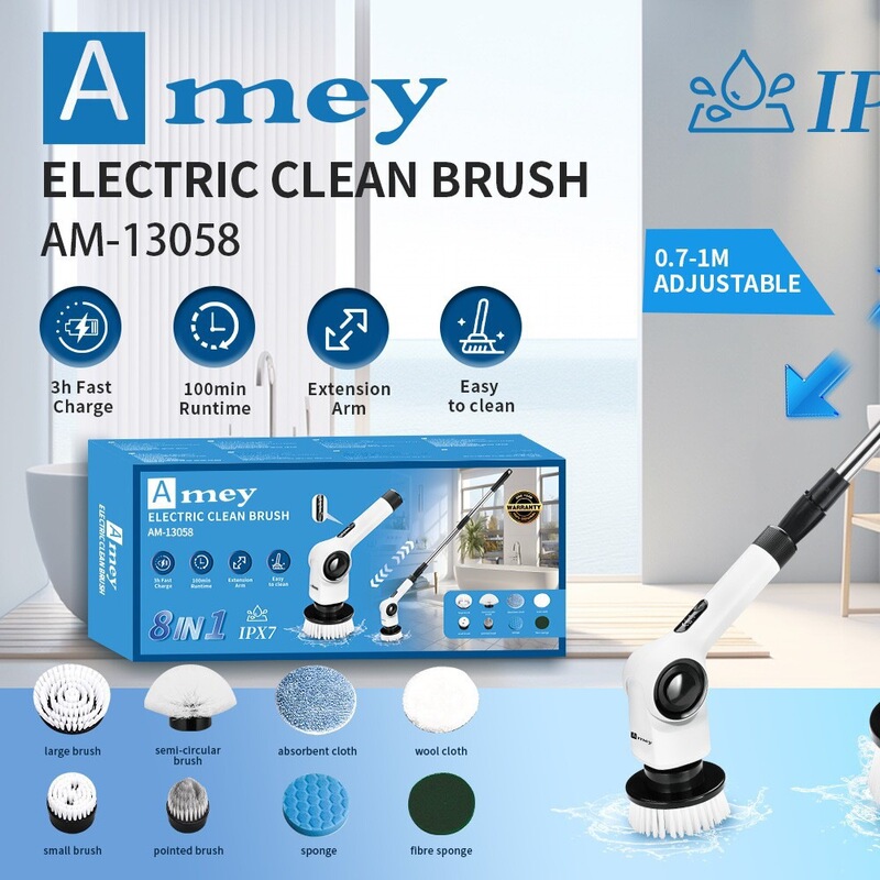 Export Amey13058 electric cleaning brush, automatic rotating, retractable, cordless, handheld floor cleaning brush