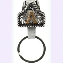 跨境新品 Handmade Cow Tag Belt Key Holder 26字母皮带钥匙支架