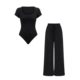 2024 Europe and the United States cross-border autumn and winter new solid color small pit casual jumpsuit pants fashion two-piece suit women's clothing