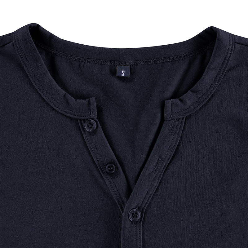 Heißer Sommer Atmungsaktive Herren Henry Kurzarm T-shirt Europäische und Amerikanische männer Taste Einfarbig T-shirt Top_voghion.com