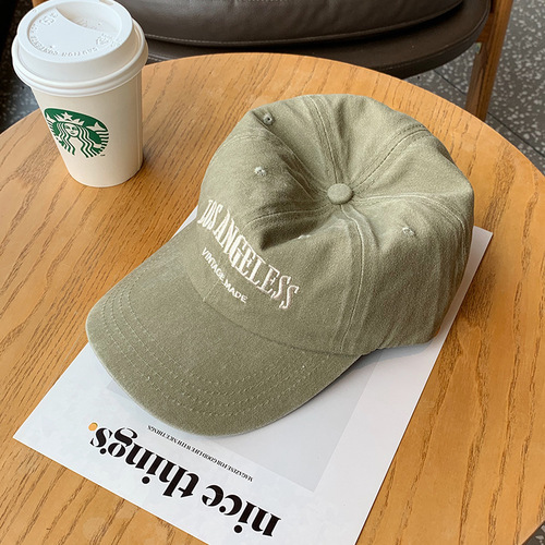 Retro distressed peaked cap for men and women, Japanese street style soft top hat, washed craft vintage baseball cap trend