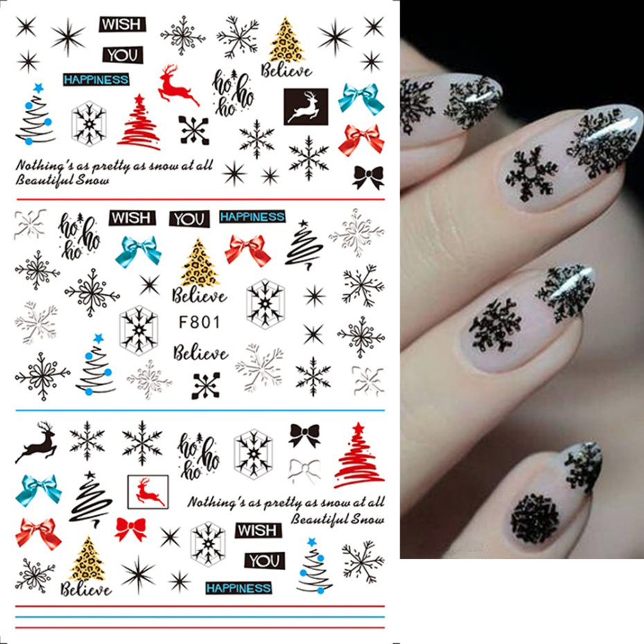 Gingerbread, Snowflake, Elk Pattern Fashion Style Christmas Fashion Gingerbread Snowflake Elk Sticker Nail Decoration Accessories 1 Piece