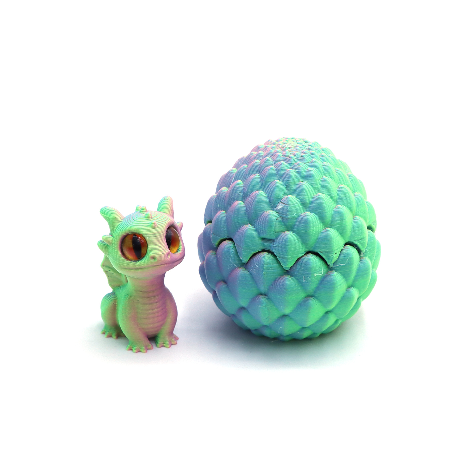 Flip dragon egg + small flying dragon - three colors pink gold blue