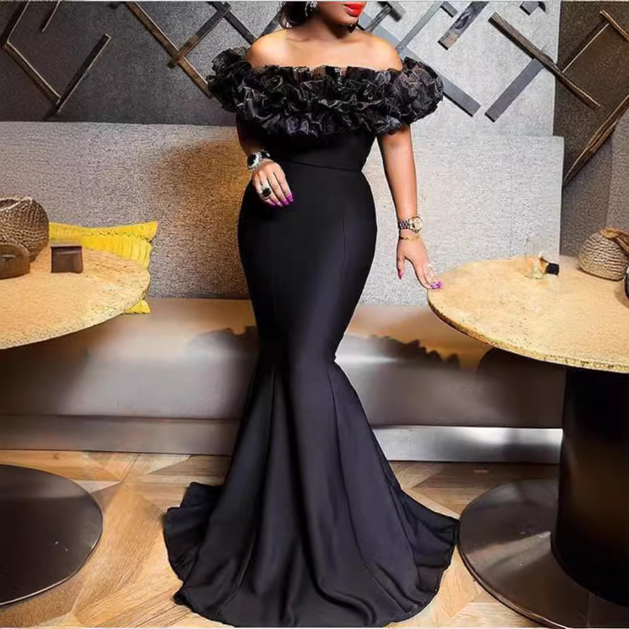 Vêtements pour femmes Haute couture robe de beauté haut de gamme de luxe léger robe queue de poisson tube haut fleur queue robe de soirée hanche_voghion.com