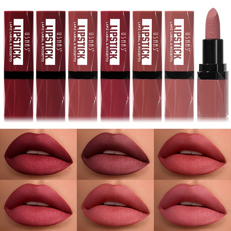 USHAS European and American Cross-border spot terciopelo mate lápiz labial textura brillante no es fácil de decolora esmalte de labios LP2283