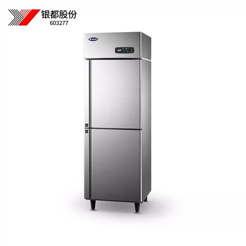 银都商用立式双门冰箱厨房柜标准款两2门冷冻冰柜立式保鲜冷柜