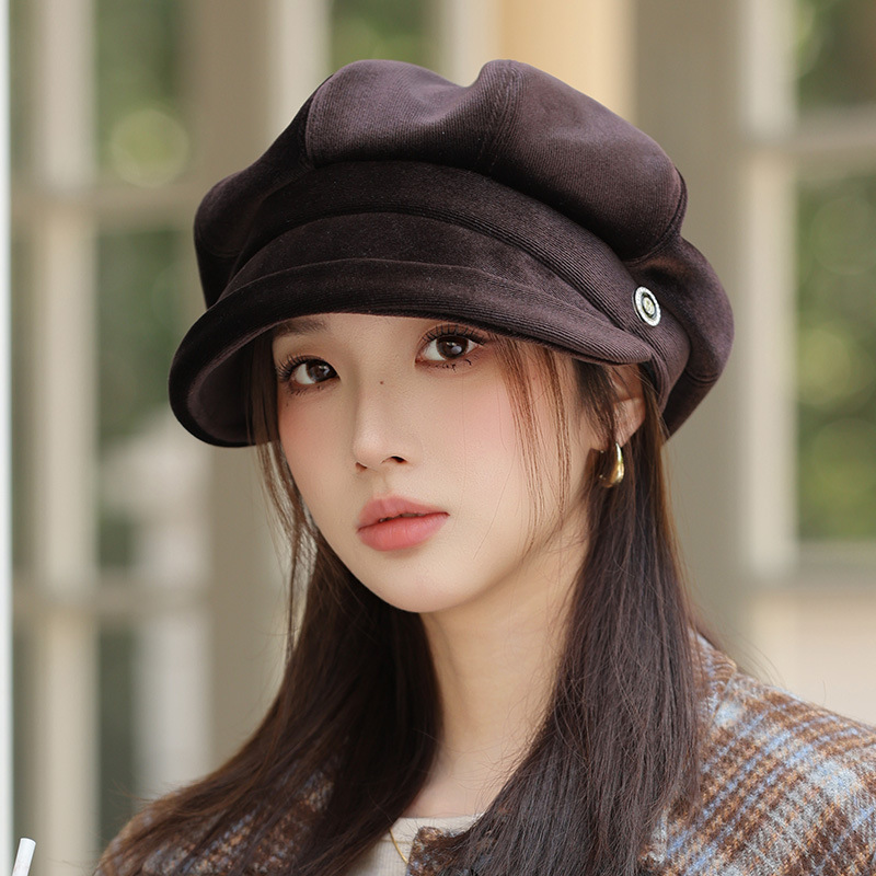显脸小英伦风帽子女秋冬保暖贝雷帽韩系百搭八角帽休闲复古报童帽|undefined