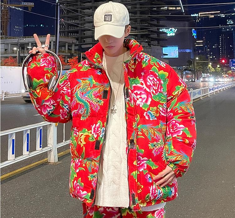 Estilo chino noreste más tamaño chaqueta acolchada de algodón nacional moda pareja suelta abrigo collar casual Moda hombres y mujeres de una sola pieza entrega