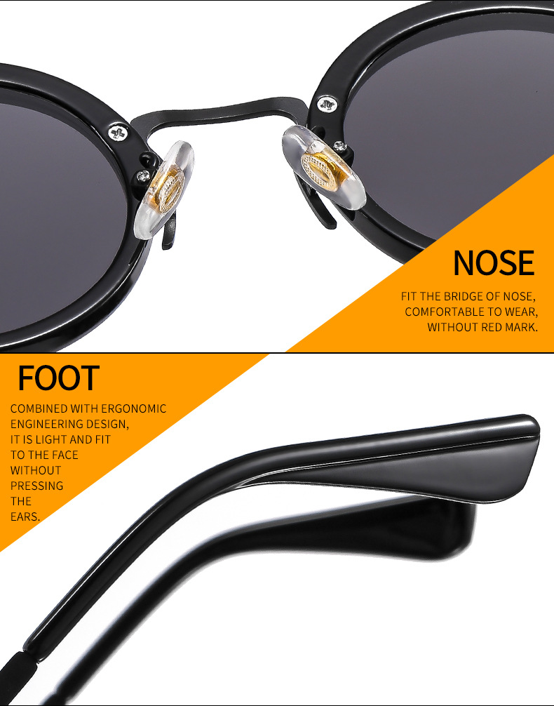 Fashion Style Fashion Color Block PC UV400 Protection Round Frame Patchwork Full Frame Women's Sunglasses