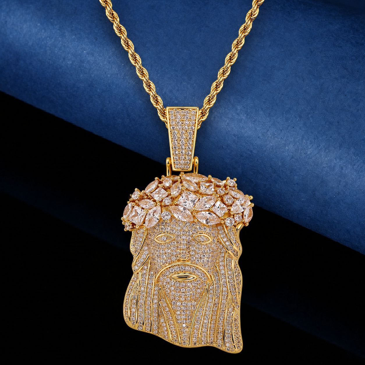 Hip-hop colgante de avatar europeo y americano de zircon de forma extraña retro moda creativo para hombres Hip-hop collar joyas transfronterizas