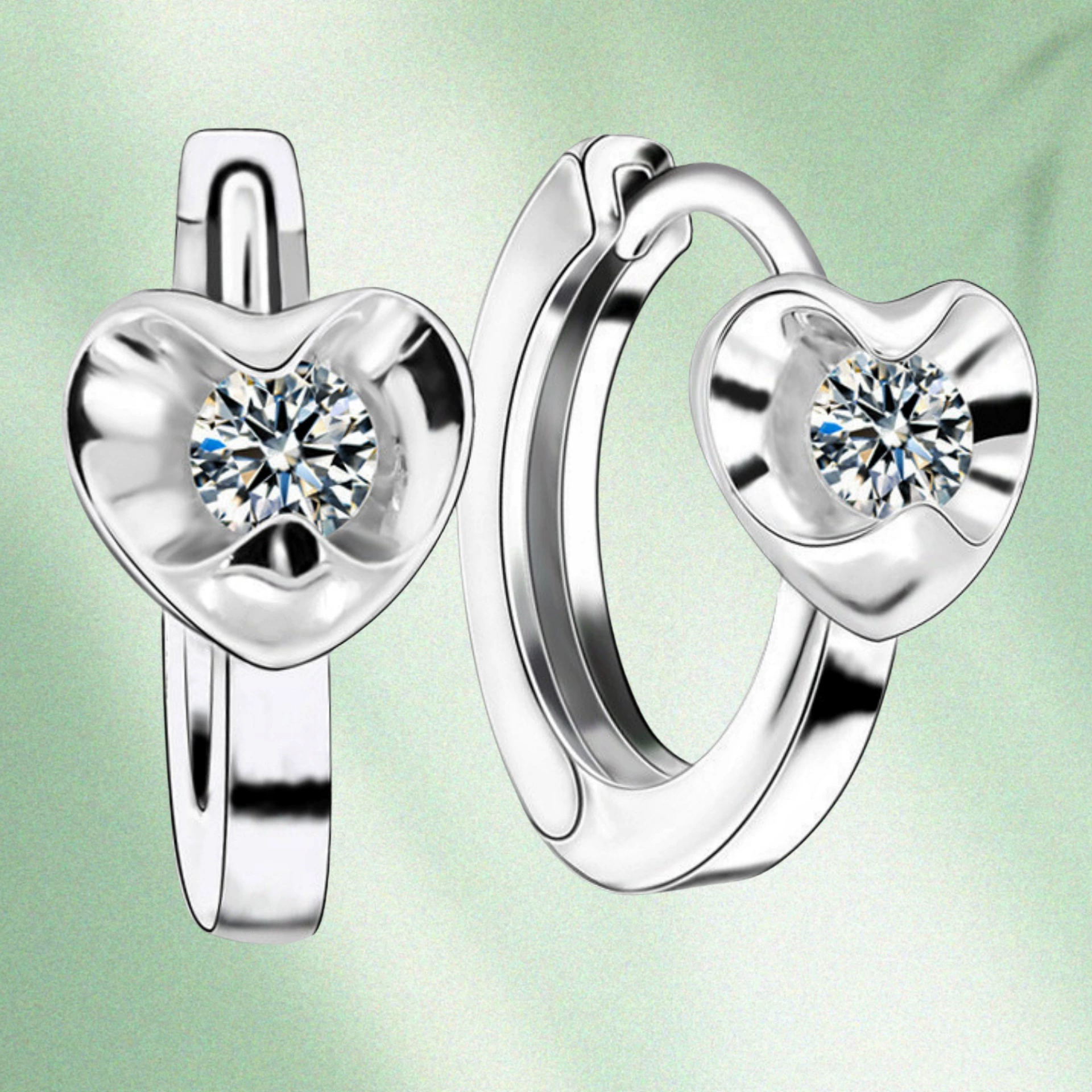 Серьги, трехмерный аксессуар, модный универсальный zirconium сердце форму, корейский стиль