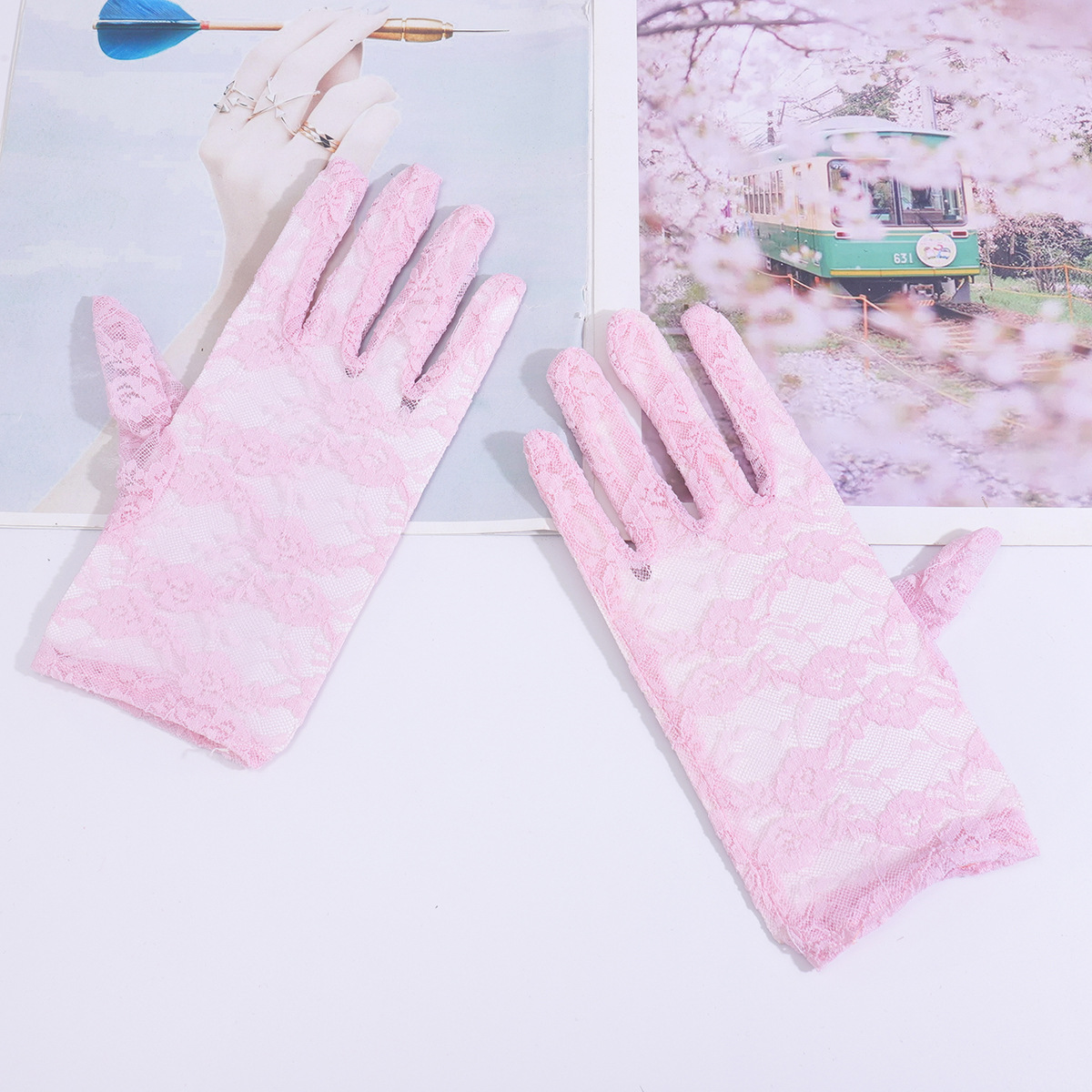 2024 guantes de protección solar de encaje sexy corto de las nuevas mujeres para conducir guantes nupciales de la boda del coche eléctrico