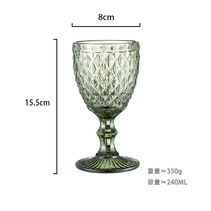 Gran por mayor transfronterizo vasos de vino en relieve europeos tazas de vidrio de colores tazas de bebida de jugo de frutas espesadas tazas de leche de boda tazas de pies altos