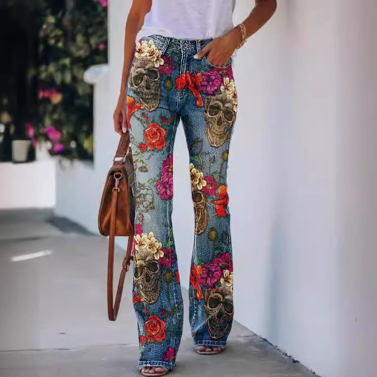 2022 independent station AliExpress imitation jeans European and American foreign trade large size women's casual pants thin jeans women