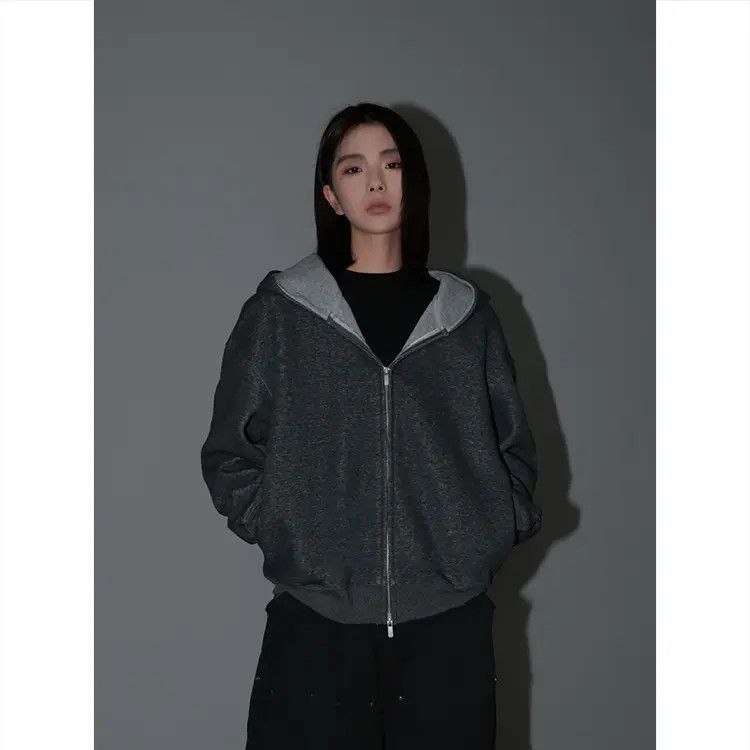 早秋重磅拼色开衫卫衣男女同款连帽宽松休闲外套百搭运动情侣长袖|undefined