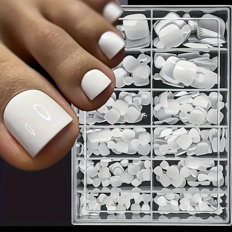 Nail Art Toenail Tips, Toenail Patches, Nail Stickers, Seamless Extension, No Filing Required, Transparent Pure White, Natural Short Style, Ultra-Thin Nail Art Toenail Tips, Toenail Patches, Nail Stickers, Seamless Extension, No Filing Required, Transparent Pure White, Natural Short Style, Ultra-Thin