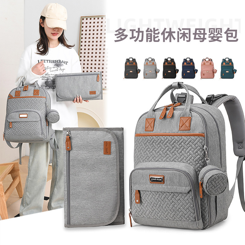 Cross-border Shoulder Mummy Bag Unisex Outdoor Travel Baby Backpack Large Capacity Thermal Insulation Milk Barn Baby Bag