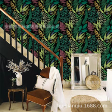 美式植物花卉抽象线描装饰壁纸墙贴自粘壁画贴纸亚马逊背景墙纸