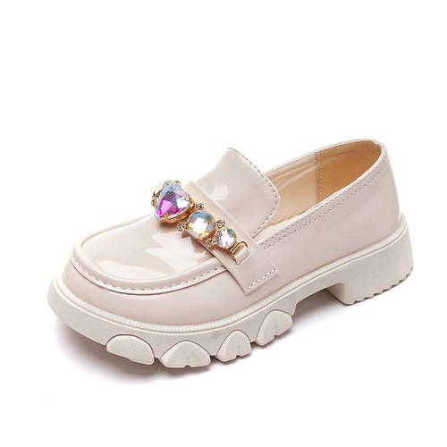 2024 Spring and Autumn New Baby Girl Shoes Fashionable Big Diamond Girls Leather Shoes Children's Princess Shoes Soft Sole Lolita Shoes