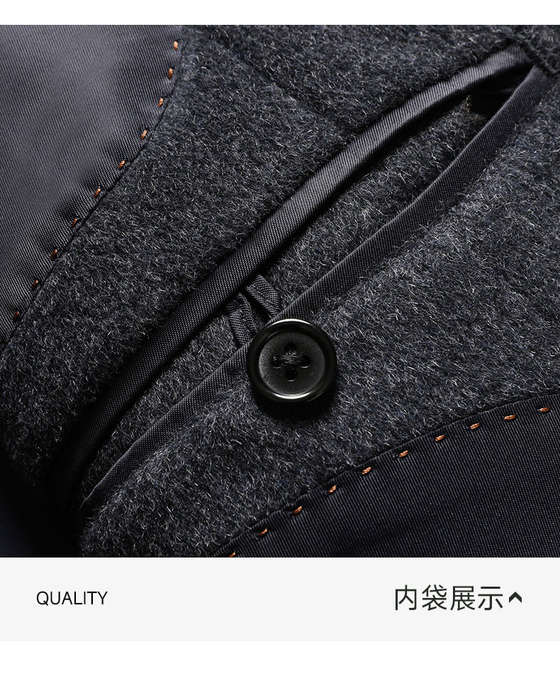 Áo vest nam dáng ôm chất liệu dạ hai mặt pha len và cashmere, tay dài, kiểu mới — Xanh da trờicolor, màu kaki, màu xám, đen chi tiết 26