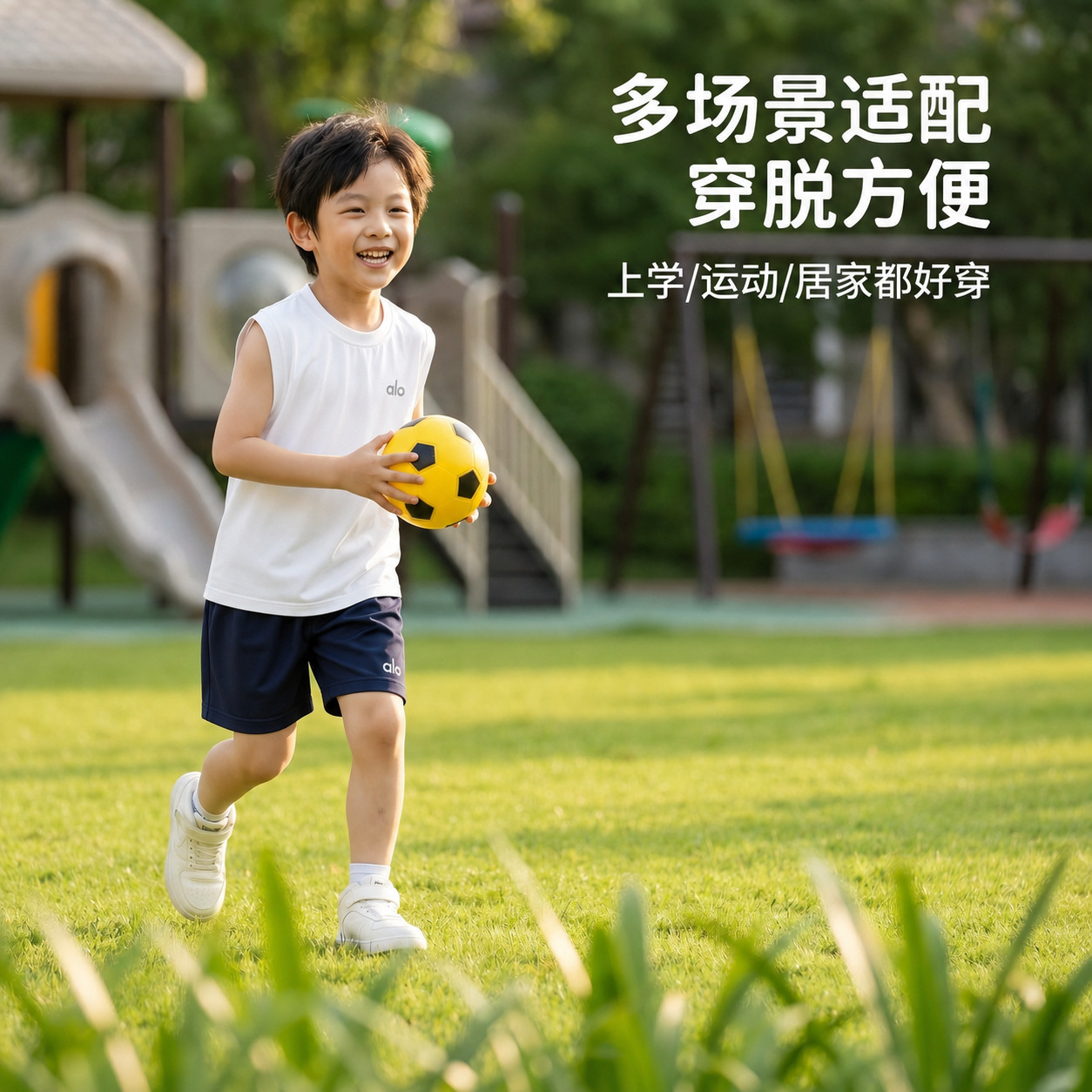 【冰丝速干】儿童夏季中性运动风时尚圆领套装休闲户外透气学生
