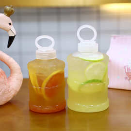 网红500ml拉环盖迷你水桶瓶奶茶瓶一次性果汁冷泡饮料瓶PET塑料瓶