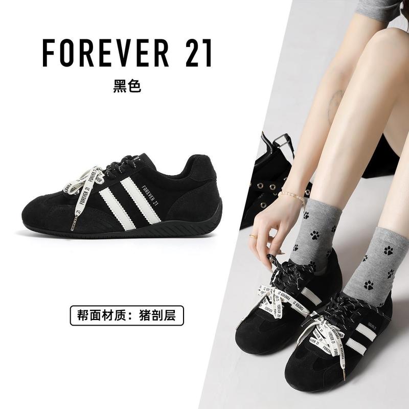F21真皮红色军训赛车德训女男鞋橡胶底情侣鞋秋天单鞋潮流休闲鞋|undefined