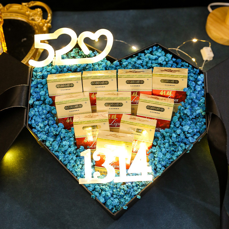 520 Valentine's Day Gift for Boys High Sense Creative Practical Gift Box Cigarette bouquet Flowers DIY Material Bag