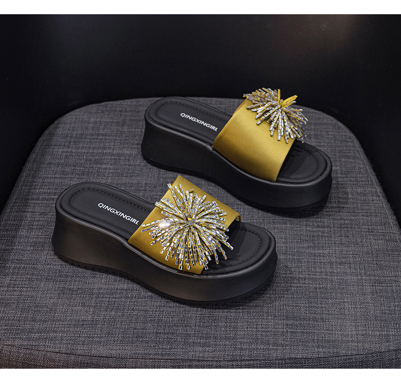 Dép sandal nữ xỏ ngón đế bệt đính khóa kim cương phong cách Hàn Quốc — 5077 vàng, 5077 đen chi tiết 23