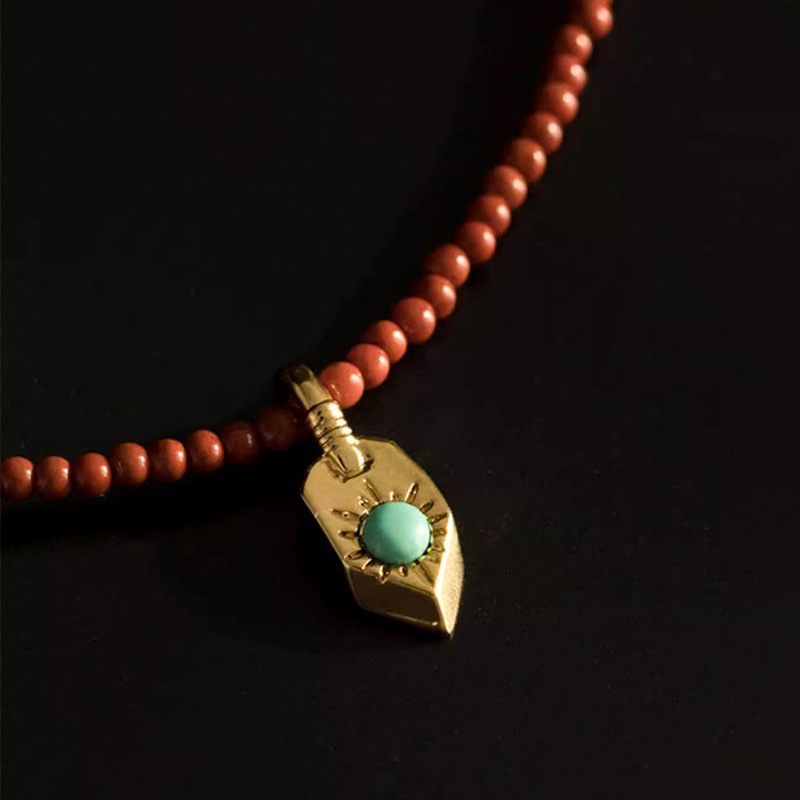 Inlaid Turquoise Clip Pendant Buddha Bead Bracelet Side Hanging Handmade Rope Pendant Accessories Wenwan Passion Seed Accessories