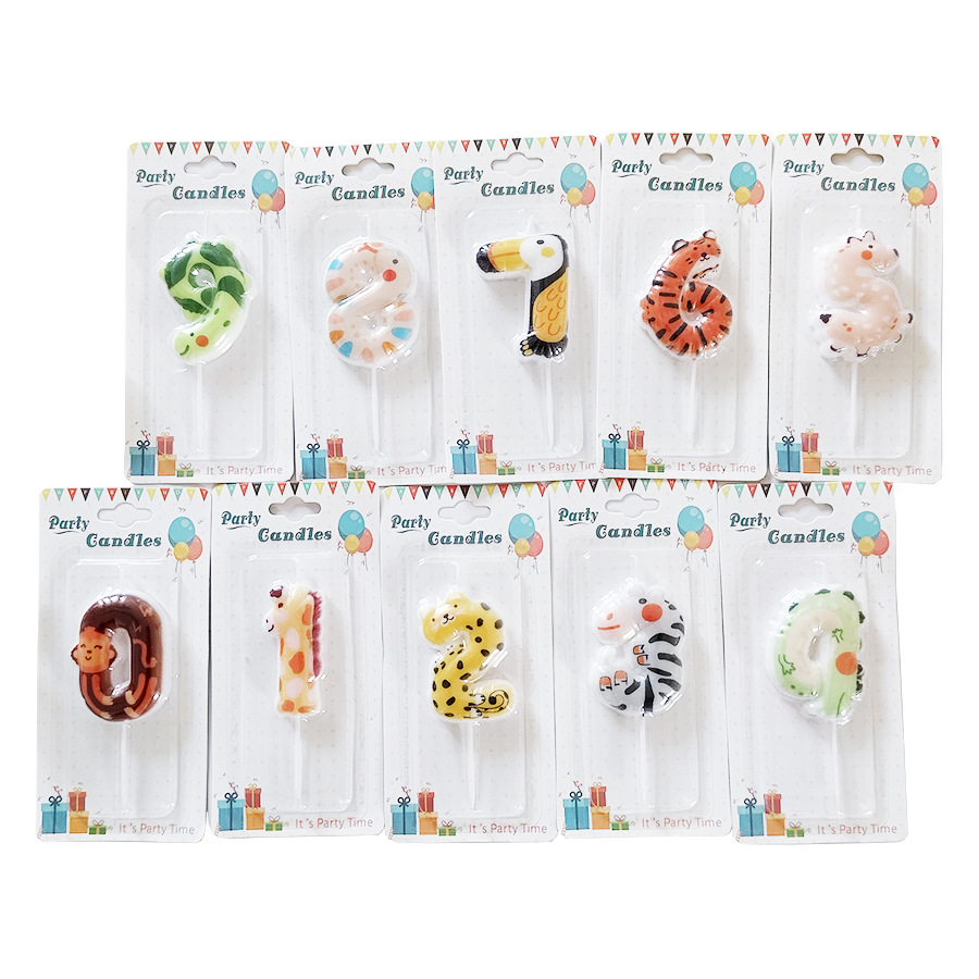 越境創意動物デジタルろうそく0-9漫画誕生日ろうそく子供誕生日誕生日パーティー装飾用品