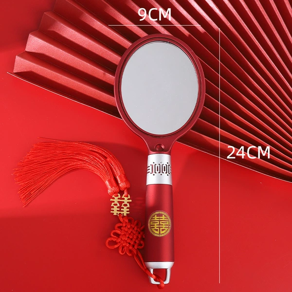 China Red 002 handheld round mirror (send wedding invitations and hold ears)