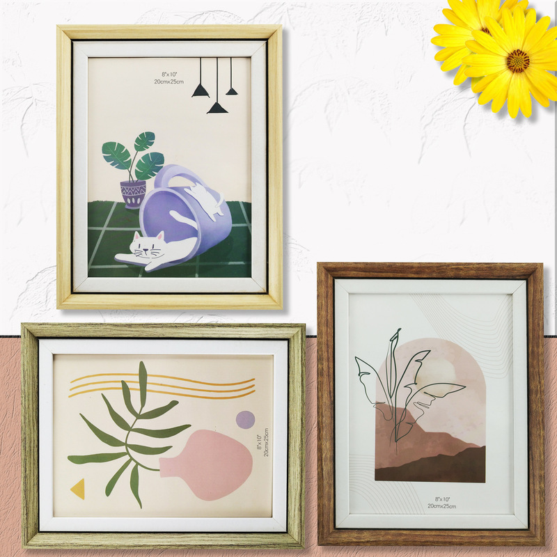Two-Color Simple Picture Frame for Wall Hanging 6inch 7inch 8inch 10inch A4 Wooden DIY Photo Studio Frame Display Stand