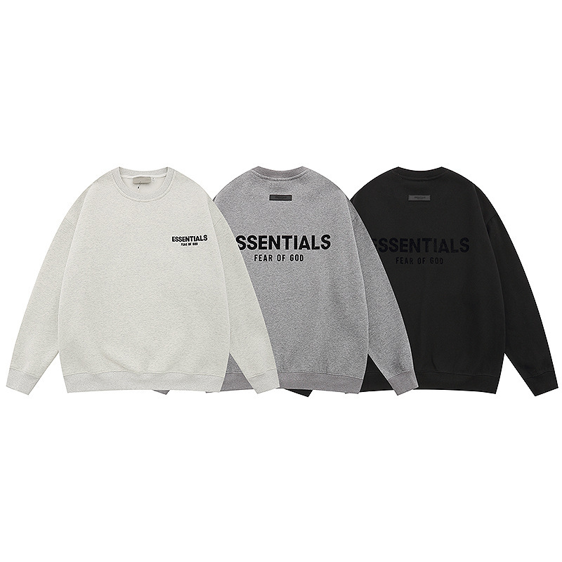 Fear of God Multi-Line Essentials Printed Letters for Men and Women Loose High Street Fleece-Lined Round Neck Sweatshirt Trendy